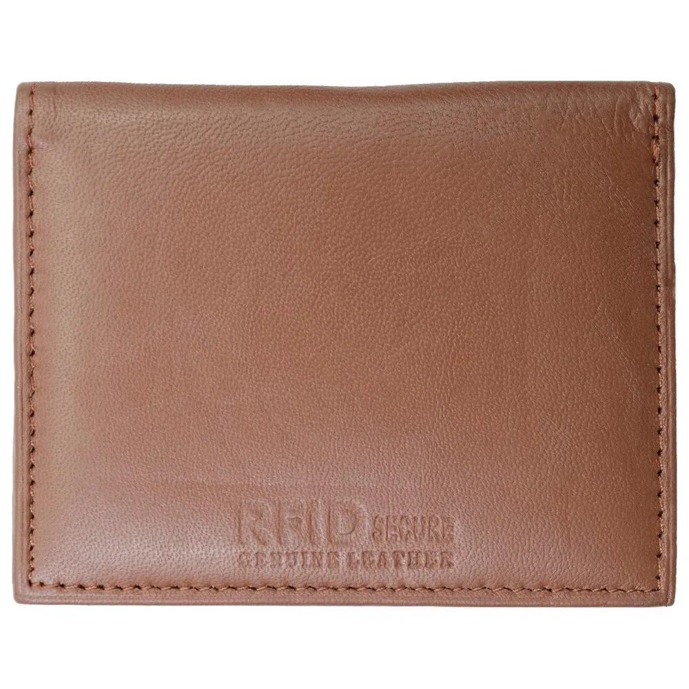 Men Genuine Leather ID window Credit Card Holder with RFID Blocking
